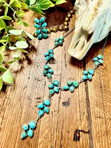 Teardrop Kingman Lariat Necklace