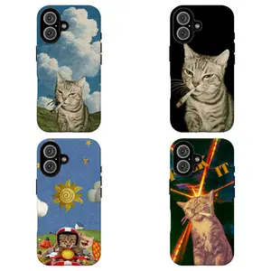FL-Whimsical Cats Phone Case,Funny Cat Aesthetic Collage Art Cover For iPhone 11 12 13 14 15 16 17 Air Pro Max for Samsung S26 S25 S24 S23 S22 S21 Case,Gift for hei/him