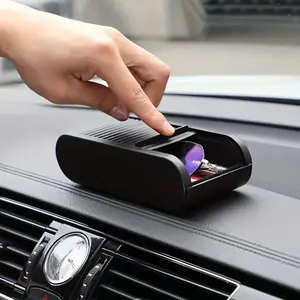 Sliding Cover Car Storage Box, Portable Sliding Open Car Console Storage Box, Large Capacity Self-adhesive Glasses Box- ABS Material - Universal Center Console Organizer, Coin Holder, Car Storage Organizers
