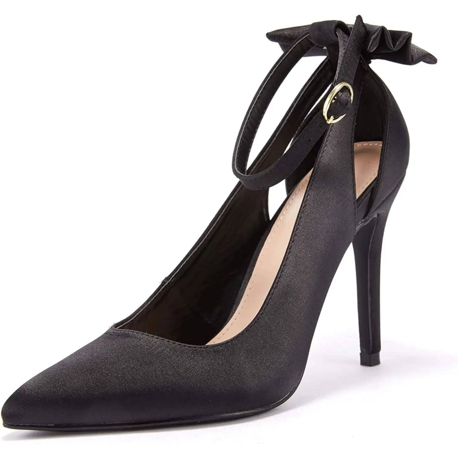 Coutgo Women's Pointed Toe High Heels Ankle Strap D'Orsay Pumps Shoes Bow Wedding Bowtie Back Dress Sandals