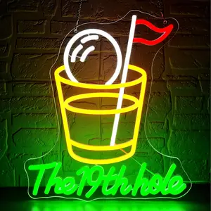 The 19th Hole Neon Sign Golf Neon Lights foe Wall Decor Bar Light Up 19 Hole