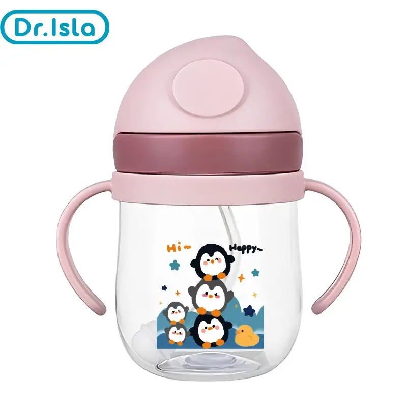 Baby's Cartoon Animal Design Water Bottle with Straw, Training Sippy Cup with Handle, Baby Drinking Bottle, Valentine's Day Gift