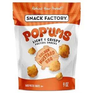 Snack Factory Pop'ums Golden Mustard BBQ Pretzel Snacks, 9 Oz Bag