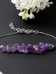Natural Irregular Crystal Beads Handwoven Adjustable Chain Bracelet, Contains Amethyst and Rose Quartz, Unisex Jewelry for Women and Men