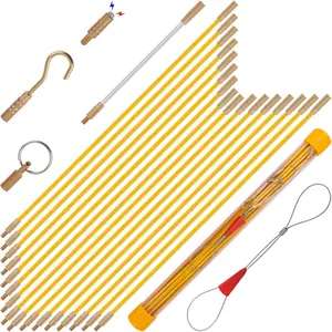 22FT Fiberglass Electrical Wire Pulling Fish Tape Kit, Cable Snake Rods with Carrying Case and Attachments for Running Wires Through Walls, Cable Installation and Electrical Tools