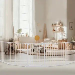 COMOMY 127.8" Extra Wide Baby Gate, Dog Gate for House Stairs Doorways Fireplace, Auto Close Pet Gate with Door Walk Through, 5 Metal Panels, Hardware Mounted Baby Fence Indoor Outdoor(30" Tall,Black)