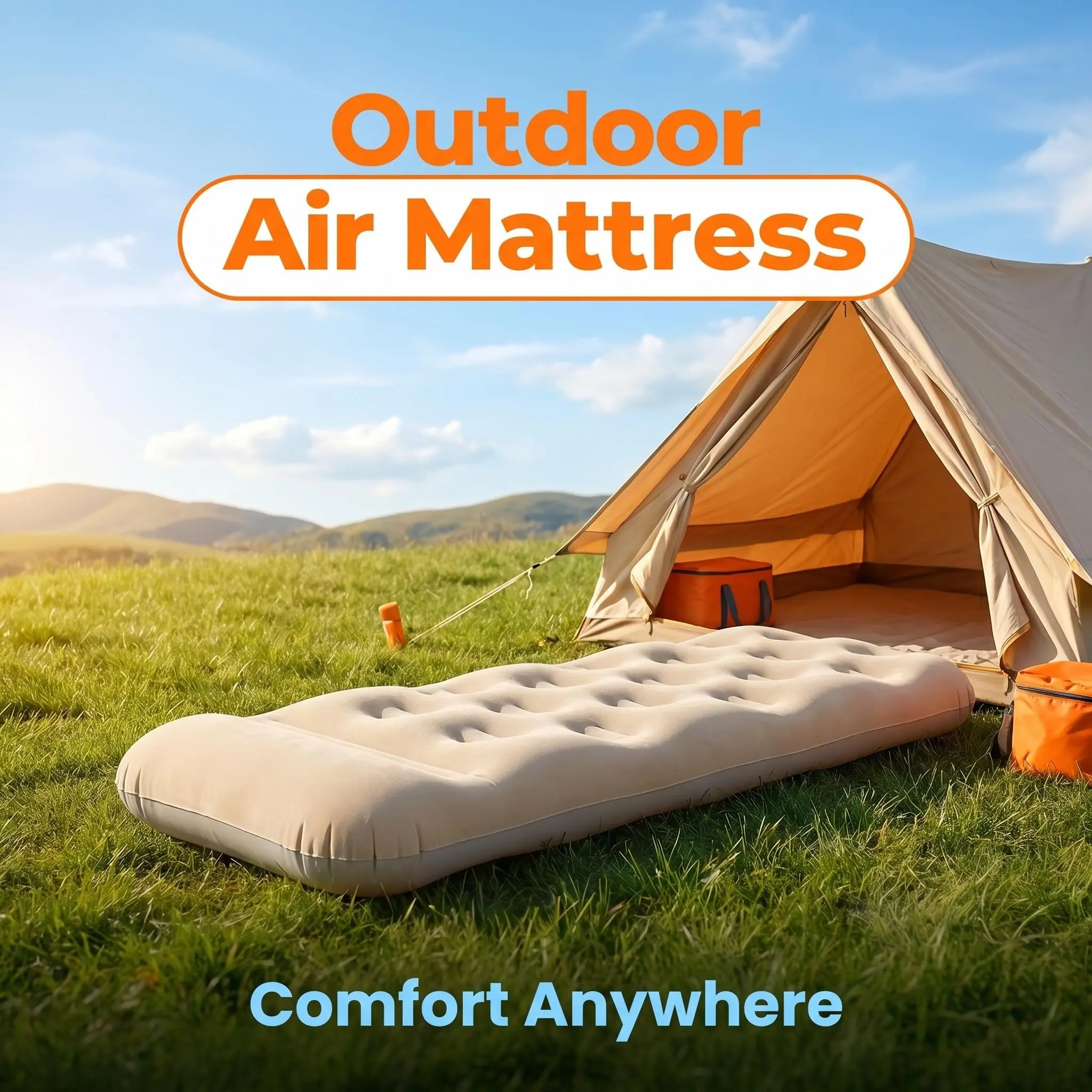 Single Person Inflatable Mattress, Portable Airbed, Outdoor Camping Style, PVC Material, Durable, Includes Repair Kit and Pump, Ideal for Camping and Home Use
