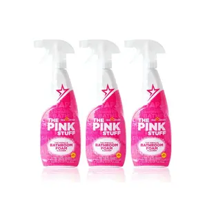 THE PINK STUFF Miracle 750 ml Bathroom Foam Cleaner (3-Pack), Foam Bathroom Cleaner, Limescale Preventer, Non-Drip Foam Cleaner, Clinging Bathroom Cleaner, Soap Scum Remover, Sparkling Bathroom Cleaner, Streak-Free Cleaner.