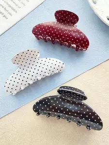 2pcs women's polka dot hair claw set, simple and fashionable hair accessories, black and white contrasting hair claws, daily commuting, Valentine's Day, Mother's Day parties, vacation travel hair accessories