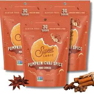 Sweet Logic Mini Cookies - Pumpkin Chai Spice - Nut Free - Gluten Free - Keto - High Fiber - Non-GMO - Low Carbs - Low Sugar (3-pack)