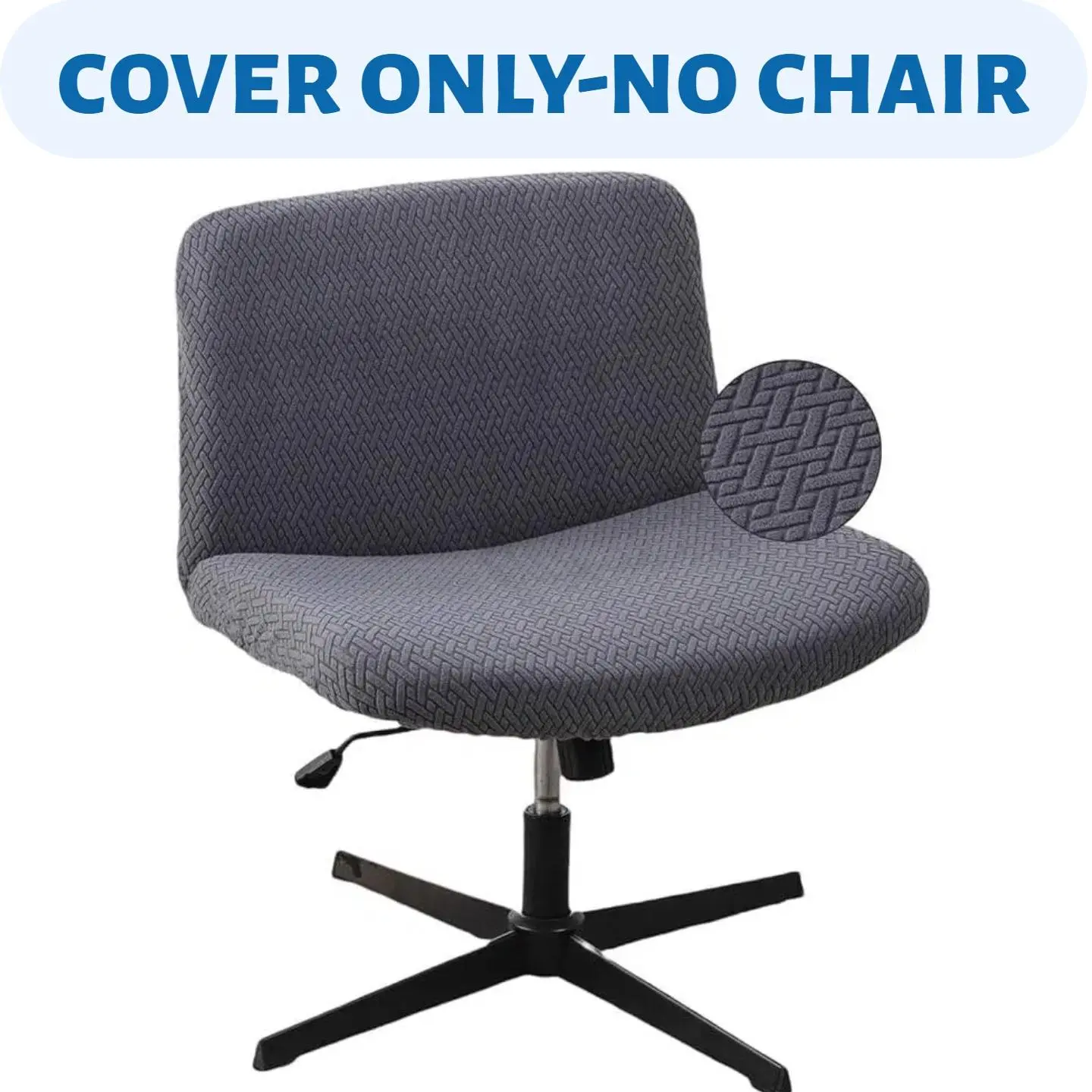 【Chair Cover ONLY】Waterproof Elastic Slipcover for Armless Chairs, Solid Color Criss Cross Design, Stretchable Mid Back Office Desk Chair Protector, Machine Washable