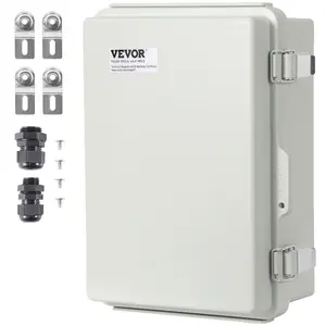 VEVOR Outdoor Electrical Junction Box, 16.93x 12.99x 7.09 in, ABS Plastic Electrical Enclosure Box with Hinged Cover Stainless Steel Latch, IP67 Dustproof Waterproof for Outdoor Electrical Projects