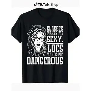 Locs Make Me Dangerous Afro Hairstyle Black American African Mens Summer Casual T-Shirt, Comfortable - Breathable, Soft, 100% Cotton made in usawardrobe essential