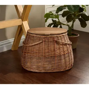Cozy Cottage by Liz Marie Vintage Woven Wood Picnic Basket