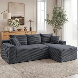 94.5" Modular Sectional Sofa Couch with L-Shape Chaise,Modern Boneless Sofa for Living Room,Loveset,No Assembly Required,Gray