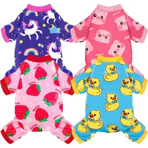 4 Pack Dog Pajamas Soft Lightweight Dog Recovery Suit Onesie Clothes for Small Medium Large Female Pet Boys Girls Dogs Cats universal fit Colorful Breathable Shirts costume christmas
