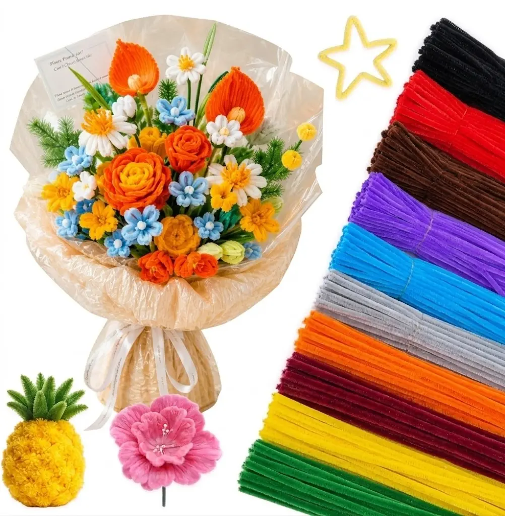 1000pcs Craft Pipe Cleaners, Pipe Cleaners for Crafts, Craft Supplies Multicolor Chenille Stems for Art&Craft Christmas DIY Projects(12inch*6mm,10colors)