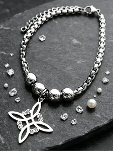 Fashion Beaded Criss Cross Design Link Bracelet, Fashion Celtic Knot Pendant Jewelry for Party, Daily Clothing Decor, Trendy Jewelry for Birthday Gift Women Men