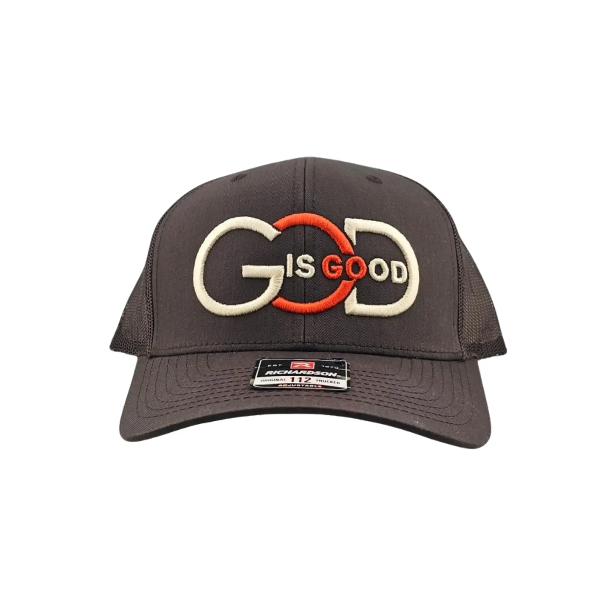 God is Good, 3D Puff Embroidery, Richardson 112 Snapback Trucker Hat Breathable Mesh Back Panels Premium