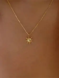 Women's Pendant Necklace, Vintage Zircon Geometric Jewelry Gift, High-End Sweater Chain Accessory, Elegant Sun God Design, Celestial Pendant Necklace
