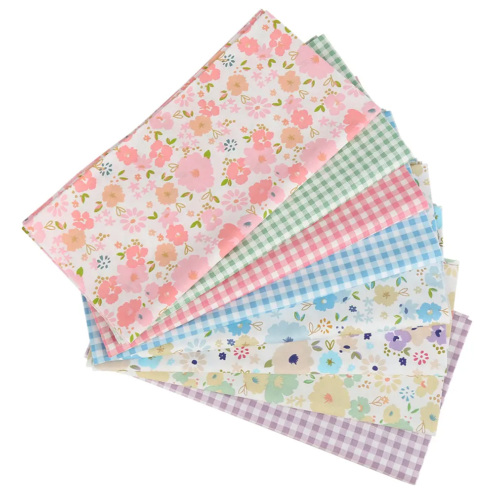 Cotton Floral Print Pre-Cut Square-Shape Quilt Squares - 8pcs 20in x 20in Fat Quarters Bundles, Colorful Mix for Easy Sewing, Quilting Craft Projects, Camping Use