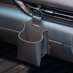 Car Air Vent Cup Holder Organizer Bag, Storage Pouch for Small Items, Water Bottle, Phone, Glasses, Cards, Keys, Essential Car Interior Accessory