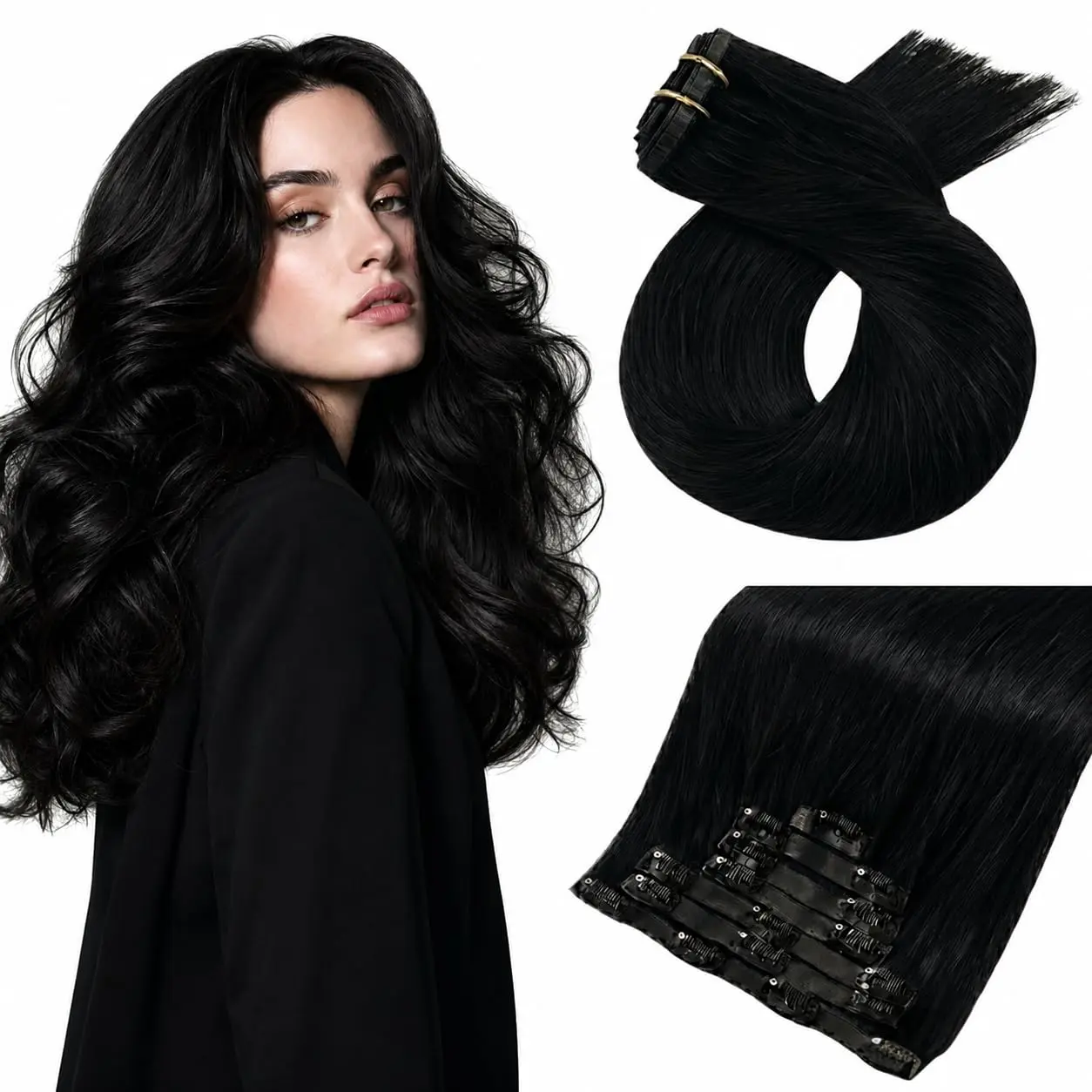 YoungSee Seamless Clip In Human Hair Extension Straight Hair 120g 8 Pcs Easy to Apply Natural Straight Remy Hairpiece