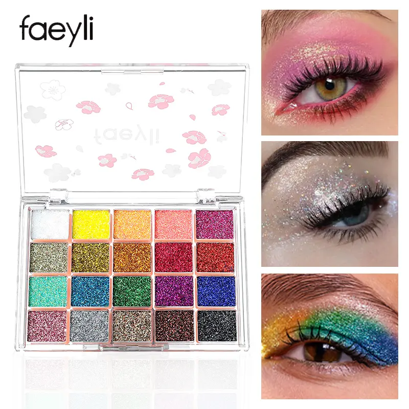 Chunky Glitter Eyeshadow Palette - Holographic Sparkling Sequins Powder, Vibrant Multiple Colors Metallic Shimmer, Long-Lasting Waterproof for Eyes-Face-Body, Stage-Festival Cosmetic for Women Beginners