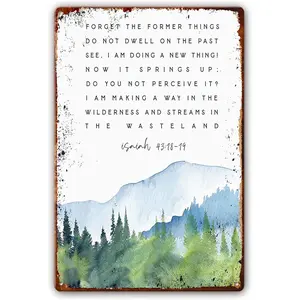 Isaiah 43 18-19 Scripture Wall Art Metal Signs I Am Making A Way In The Wilderness Watercolor Bible Verse Wall Art Print Christian Woman Baptism Gift Poster Metal Plaque