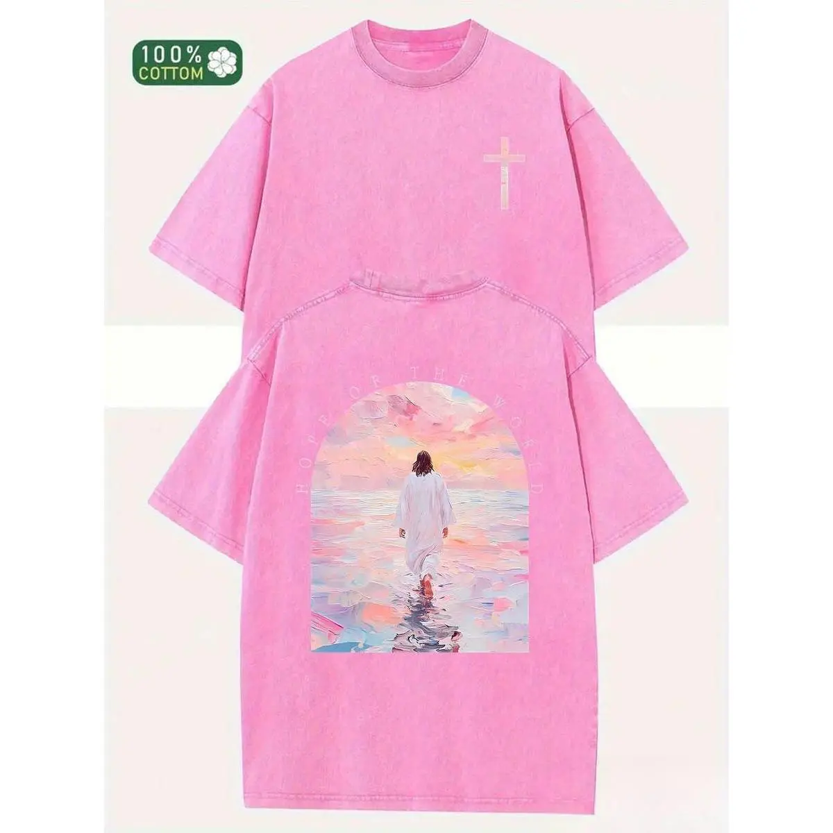Men's Soft Christian Graphic T-Shirt - 230g Heavyweight Acid-Washed Cotton, Short-Sleeve Casual Streetwear Clothing, Front & Back Bible Verse Print, Everyday Tops, Jesus T Shirts, Classic Faith-Based Apparel (S), Graphic Shirts