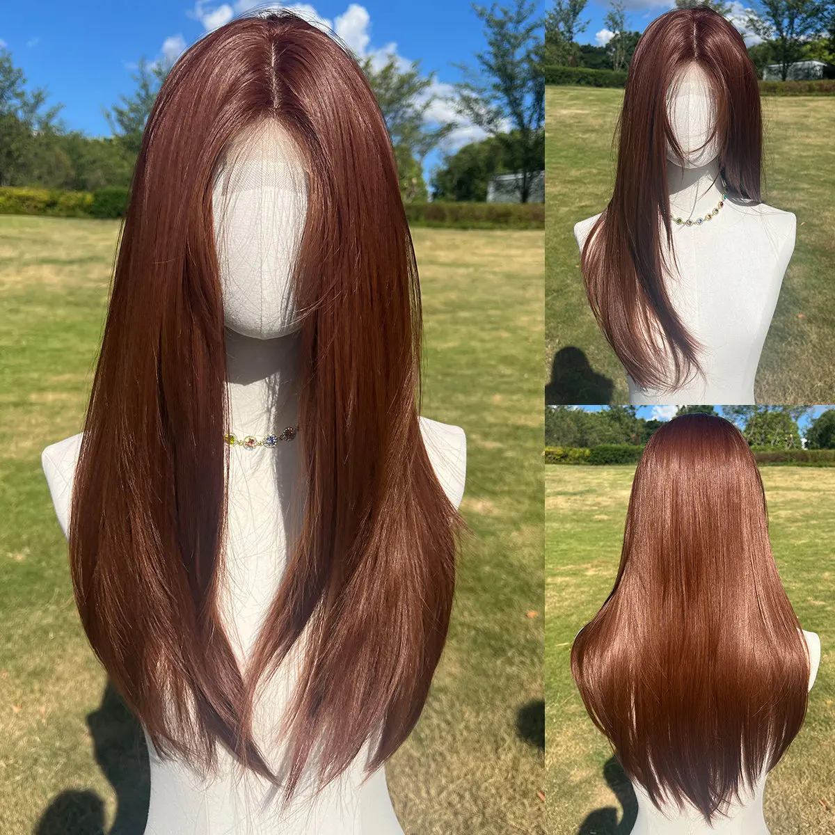 Smilco Brown Straight Wig – 0.5*6CM  Small Lace Front, 22 Inch/SM1674