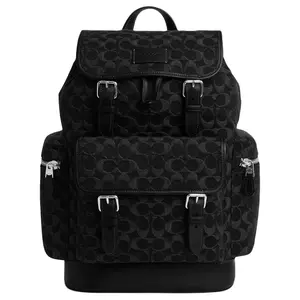 COACH Sprint 28 Classic Monogram Denim Backpack for Men, Large Size, Black