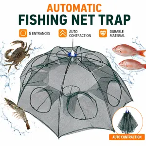 Foldable Fishing Bait Net Trap Crab Net Shrimp Minnow Crawdad Fish Cast Dip Cage Mesh Automatic Contraction