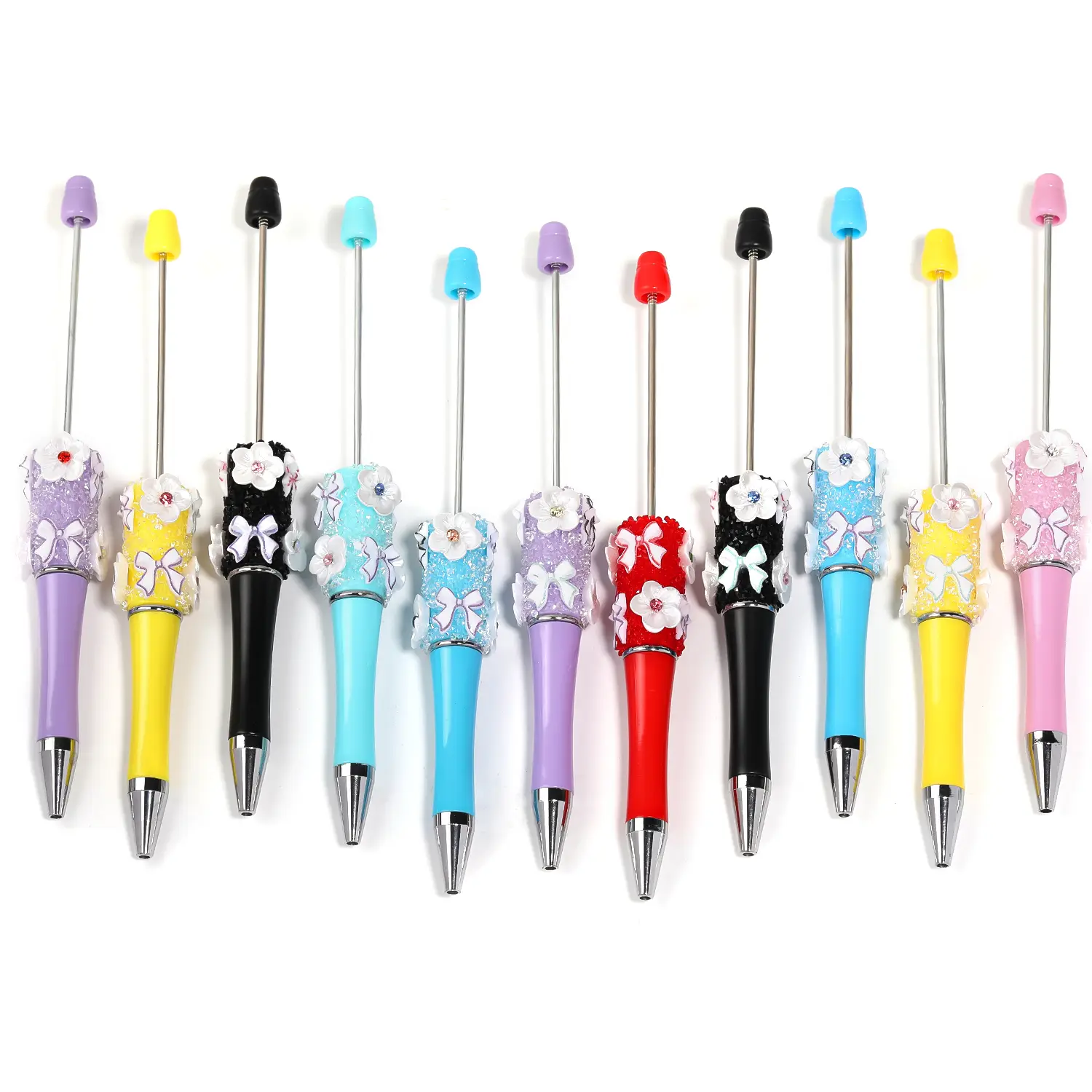 【P194】5pcs Bow small flower sugar bead pen