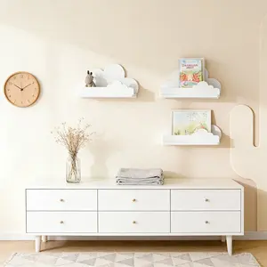 Nordic Style Cloud Shaped No-Drill PVC Wall Shelf, Kids Room Bedroom Living Room Decor Storage Rack, Doll Display Floating Shelf