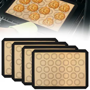 2025 NEW 4 Counts Macaron Baking Mats Non Stick Silicone Macaroon Baking Sheet Reusable Heat-Resistant Cookie Oven Liner Multi-Purpose  Silicone Cookie Sheet Dishwasher Safe for Macarons Bakeware Pastry