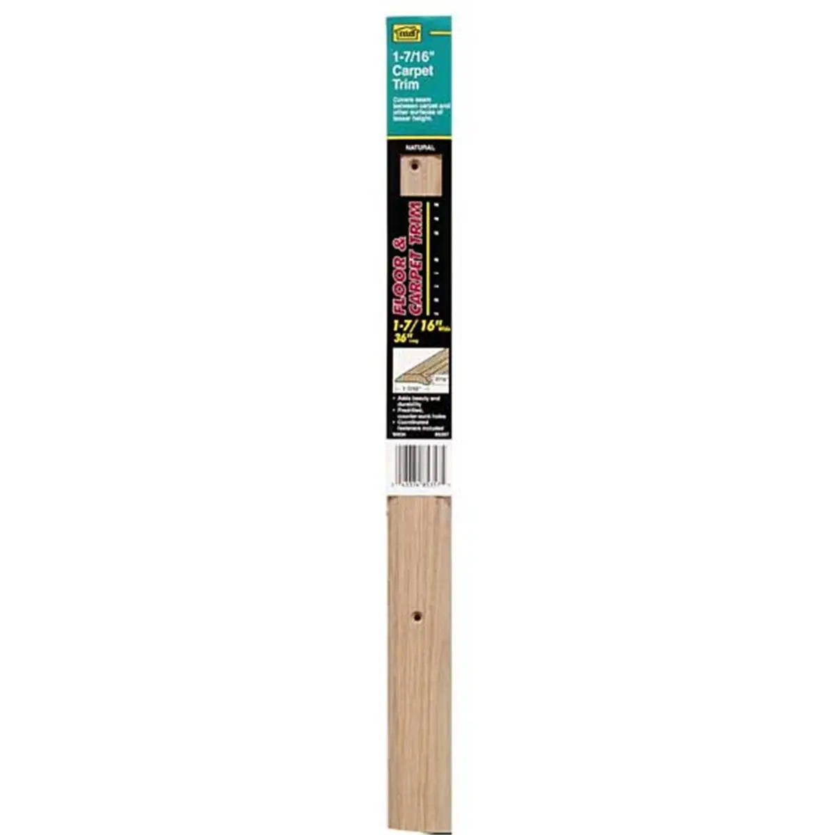 212 MAIN Seam Binder - 72-in Unfinished Oak Wood Floor Transition Slat, 2x0.5x2.63in (Model 85092), Solid Wood Slats, Screw-Included, 72 X 0.5 X 2.63 Inches
