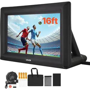 Father's Day Gift VEVOR 16FT Inflatable Projector Screen, Inflatable Movie Screen Outdoor with 250W Air Blower Projector Screen Oxford Fabric Material Blow Up Screen for Outdoor Backyard, Home Theater, Theme Party