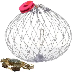 Crab Trap, Automatic Opening & Closing Fish Trap Cage, Stainless Steel Wire Crab Net with Enlarged Pin Crabbing Equipment, Crab Trap Basket Net, Trap Net for Catching