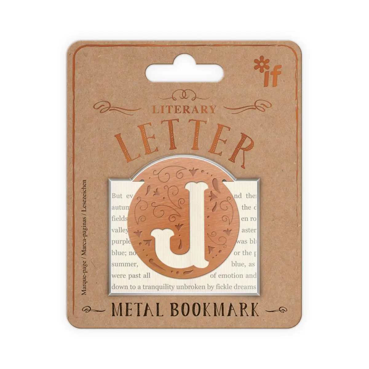 212 MAIN 3.5" x 0.2" x 4.3" Rectangular Clip-On Copper Bookmark - USA Literary Letters Design, Initial Letter J, Antique Finish, Etched Decorative Detailing, Office Stationery, Book Lover Gifts for Computers & Office Equipment, 3.5X4.3 In