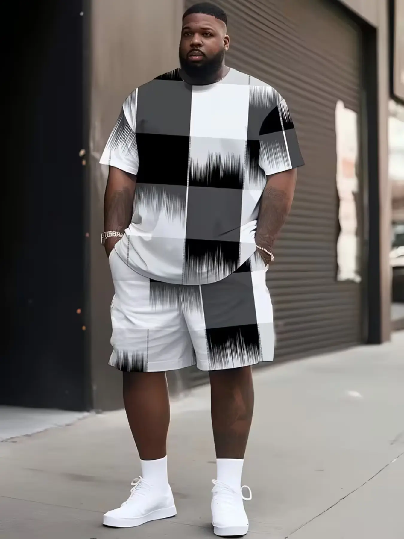 Men's Loose-Fitting Short Sleeve T-Shirt & Shorts Set for All Seasons, Casual Contemporary Style Clothing