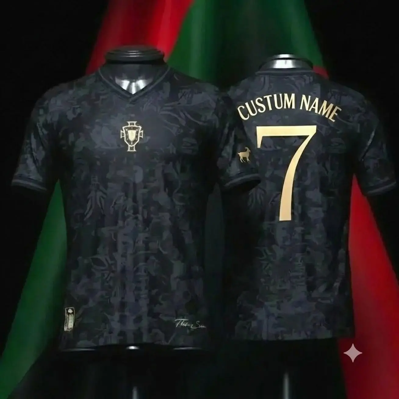 Men's Short-Sleeve Portuga C.R.7 #7 Siu Premium Fan Edition Breathable Red/Black Soccer Jersey, 2026 WC Trending Summer Football Shirt, Gift For Him, Gift For Her.