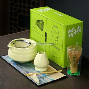 7 matcha whisk set 1 Matcha Whisk Matcha Bowl with Pouring Spout Scoop Matcha Whisk Holder  Making Kit. 1 matcha whisk set (7pcs), 15.2 Ounce (Yellow)