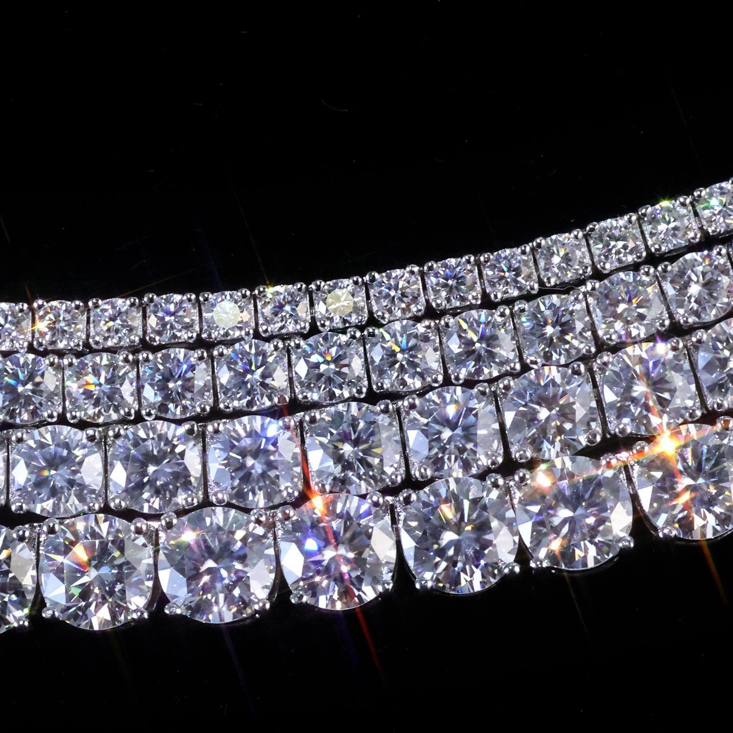 ESKEEM Moissanite Tennis Chain Necklace 925 Silver Iced Out VVS Pass Diamond Tester 2/3/4/5mm Tennis Chain Fine Jewelry