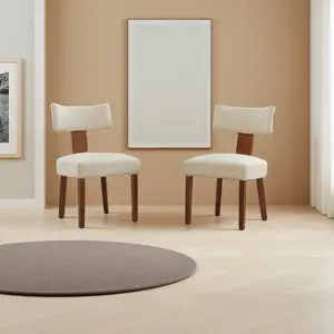 Set of 2 Fabric Modern Armless Dining Farmhouse Linen Chairs   with Curved Backrest Solid Wooden Legs for Dining Room Living Room 24.8"D×20.47"W×33.86"H everywhere chair furniture