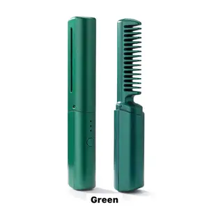 Portable USB rechargeable fast heating hot comb hair straightener mini cordless hair