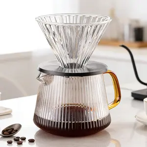 Pour over Coffee Maker, 23.6oz/700ML Glass Carafe, Glass Dripper/filter, Drip Coffee Maker Set, 1-6 Cups, Home or Office Use