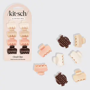 Recycled Plastic Mini Cloud Claw Clips 8pc Set - Rosewood