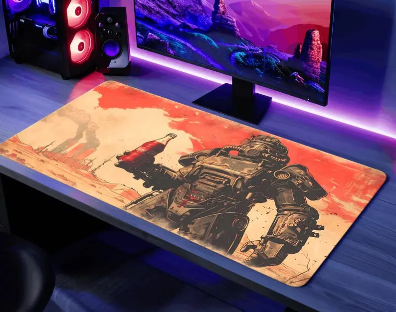 Fallout Vegas Desk Mat New Vegas Playmat / Power Armor Gaming Mouse Pad Gift PC Mat Wasteland Mousepad TCG MTG Mat