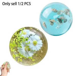 1/2 PCS Coconut Oil Squishy, Crunchy Fidget Stress Ball, Stress Relief Fidget, Slow Rising Squishy, Kasuga Daisy, Ultra-Soft & Non-Sticky, Reusable, Portable Squeeze, Decompression Squeeze Sand Glutinous Sensory Fidgety Toy, During Study, Work